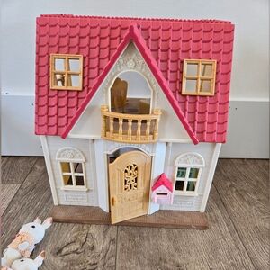 Calico Critters House + Furniture + Rabbit Family Bundle